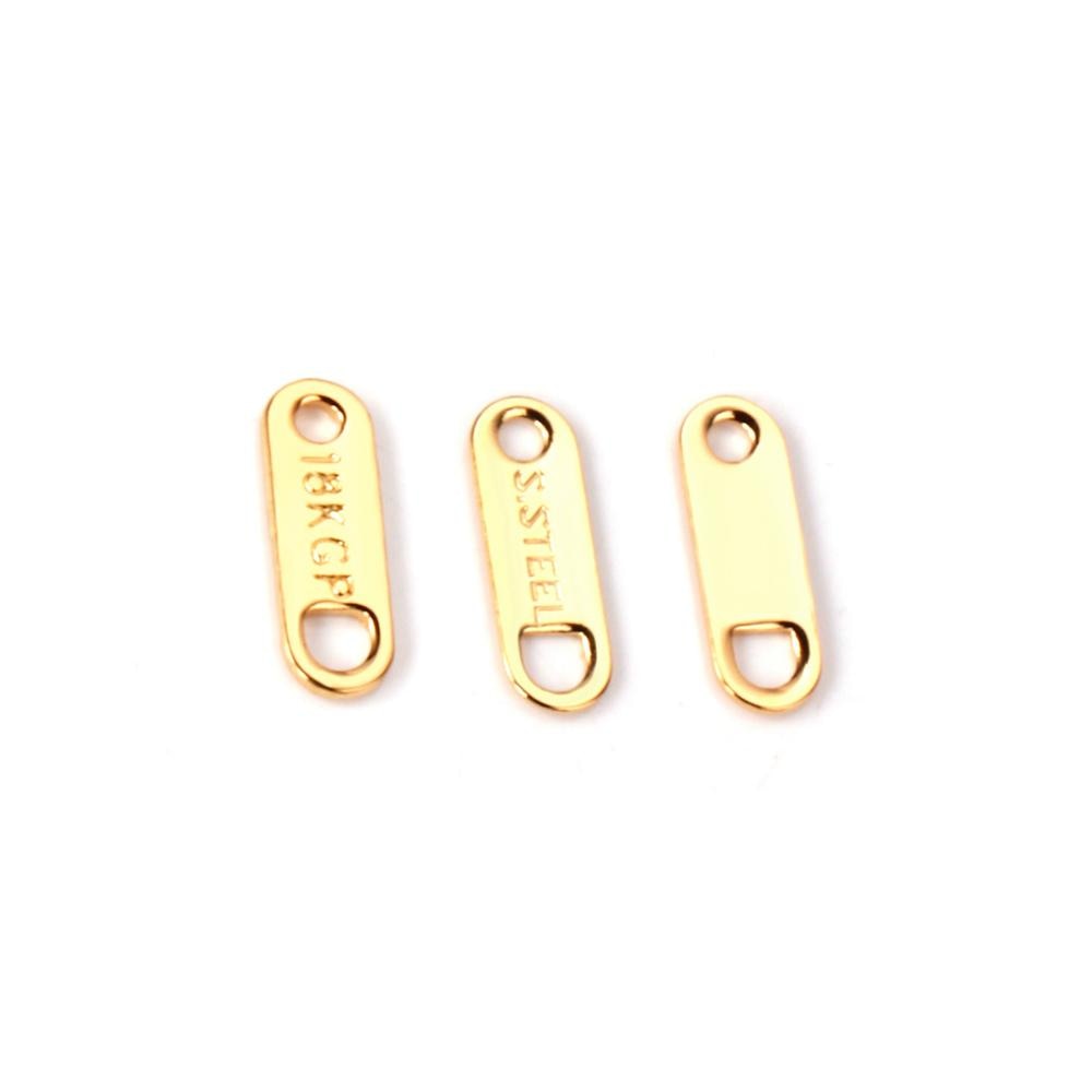 ASON 100pcs/lot Stainless Steel Gold/Silver Color Steel Oval Charm Pendant Extend Connector Chain Tags for Making Supplies asonjewelry